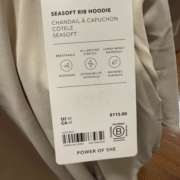NWT Athleta Off-White Hooded Sweatshirt - Picture 2 of 3